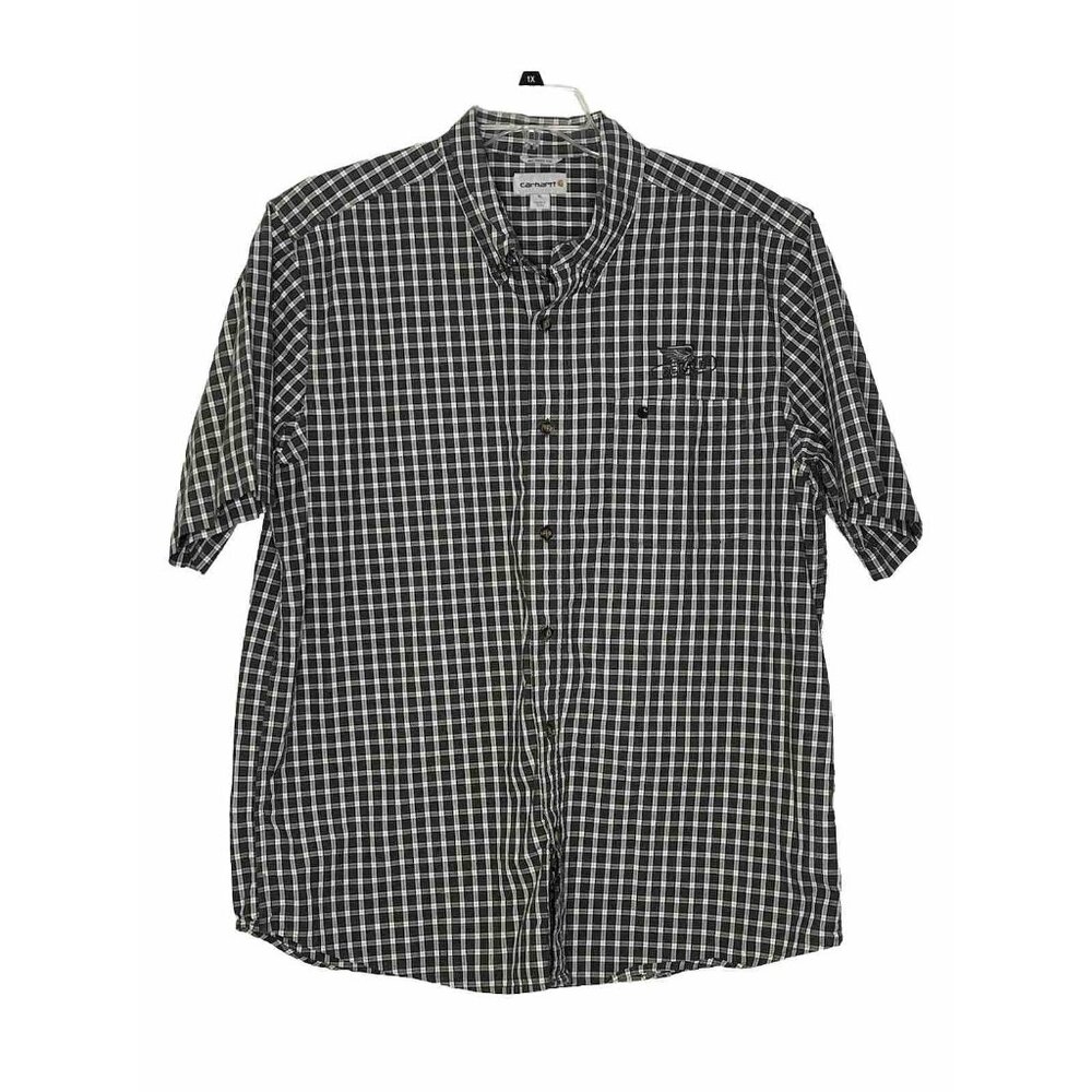 Carhartt Relaxed Fit SS Button Down Shirt Sz XL Plaid Dekalb Embroidered  Work
